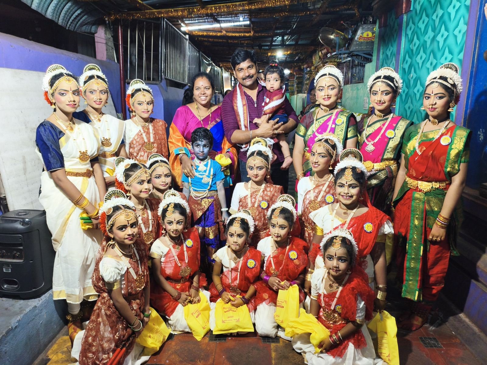 Natya Deepika Kuchipudi Academy students and guru ensemble in traditional classical attire
