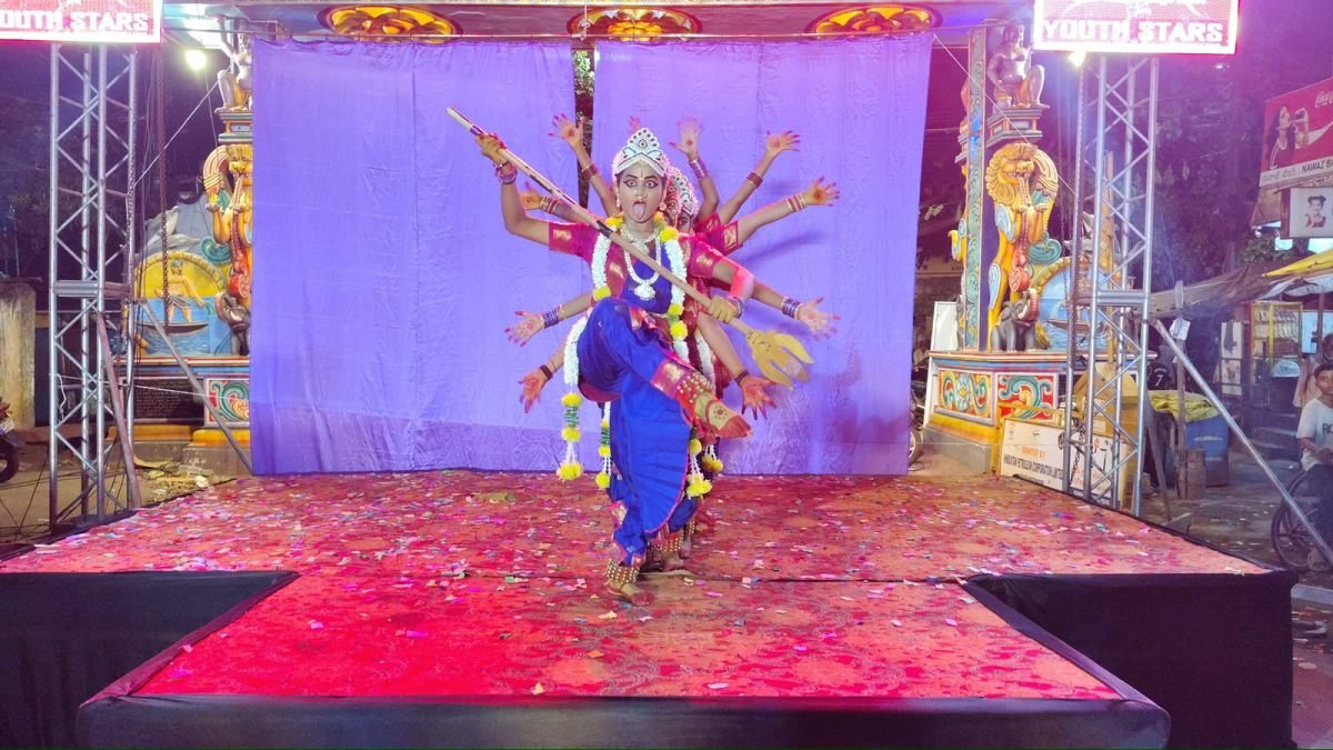 Classical stage recital performance with dramatic stage lighting