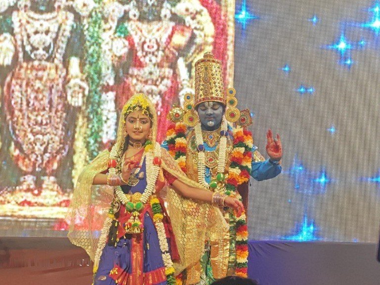 Sita, Rama, Lakshmana and Hanuman classical dance drama characters in authentic attire