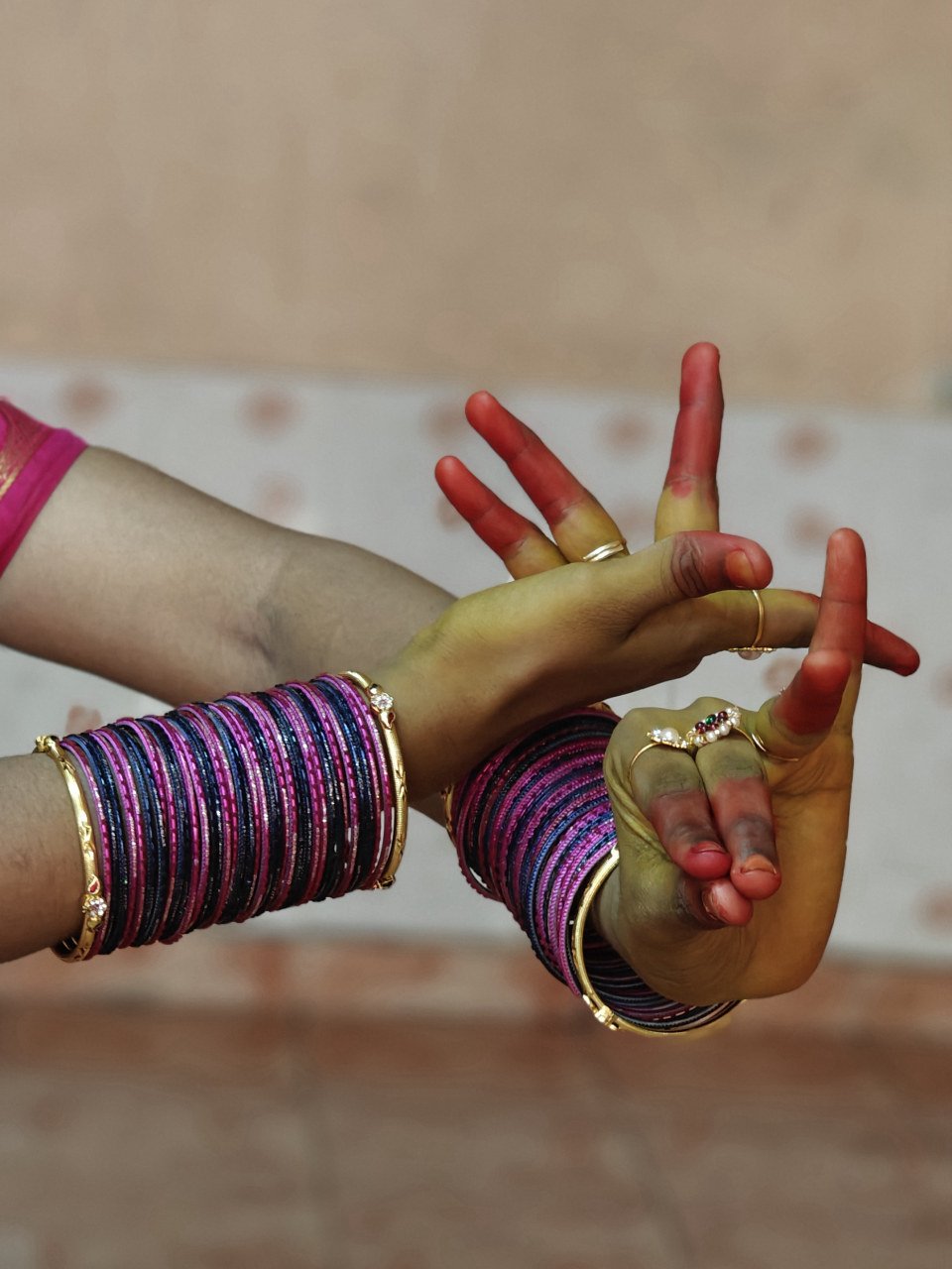 Authentic Kuchipudi Hasta Mudra demonstration with Alta and glass bangles